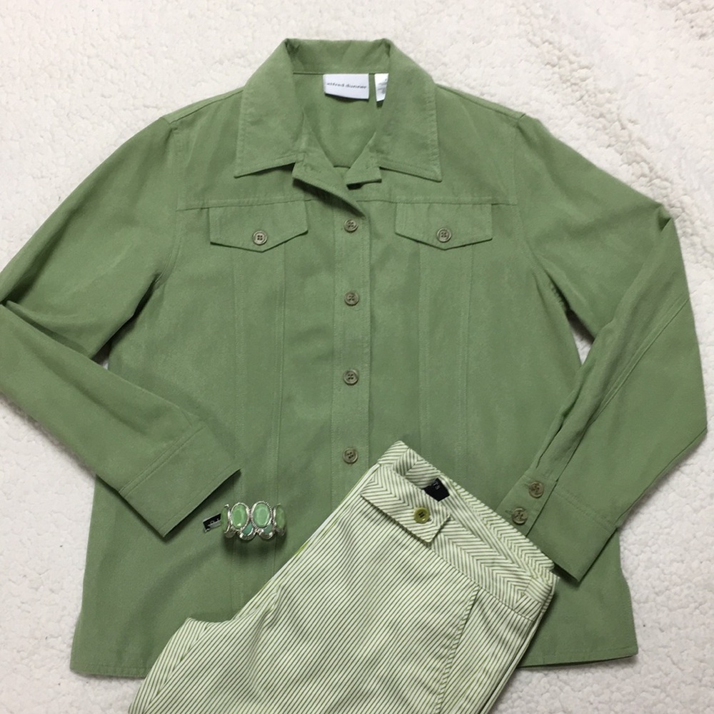 Final Alfred Dunner sage green button jacket 8